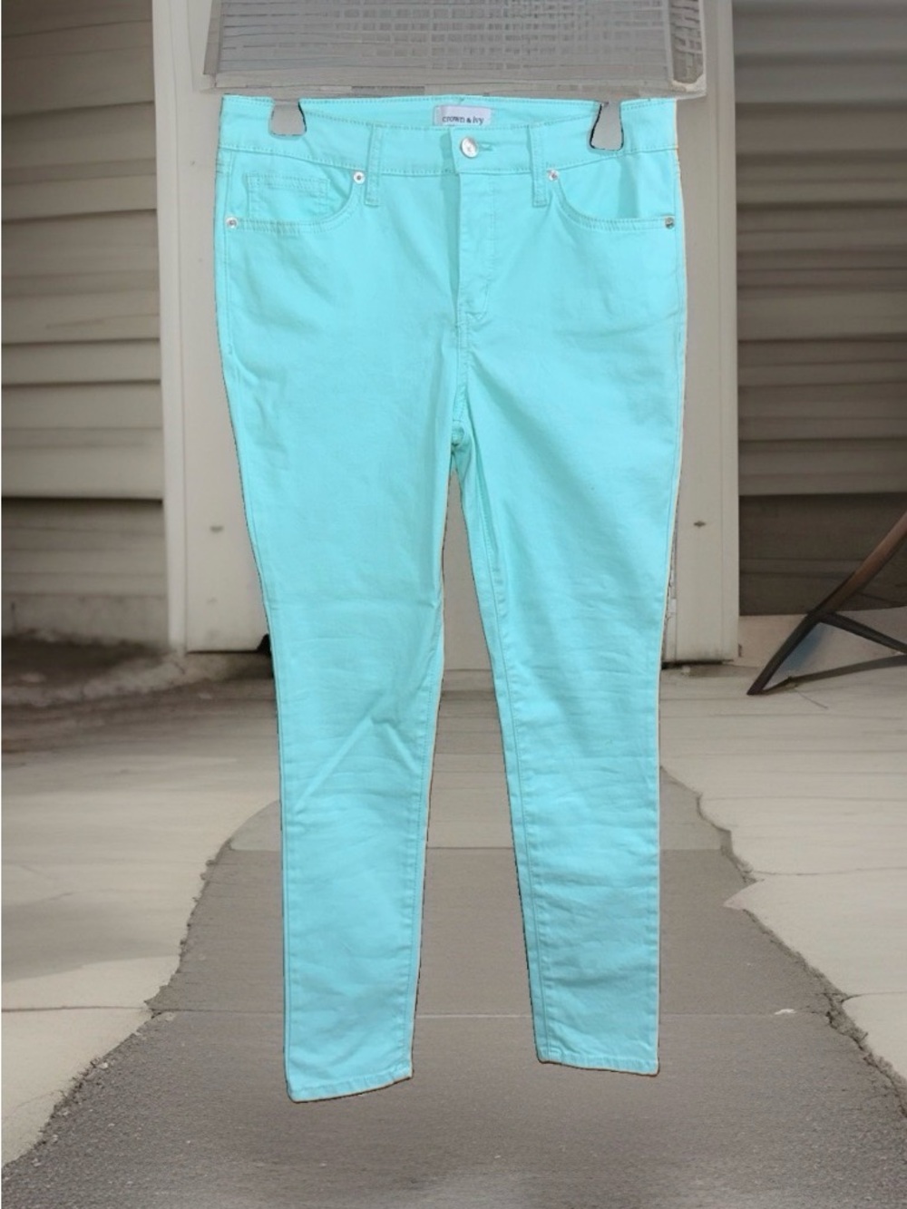NwoT crown & ivy Women’s Mint Blue Skinny Jeans-4-EC